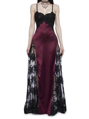 Widow Dolls Kill Lustrous Heart Maxi Dress Vampire Whimsigoth Dress. Size Small